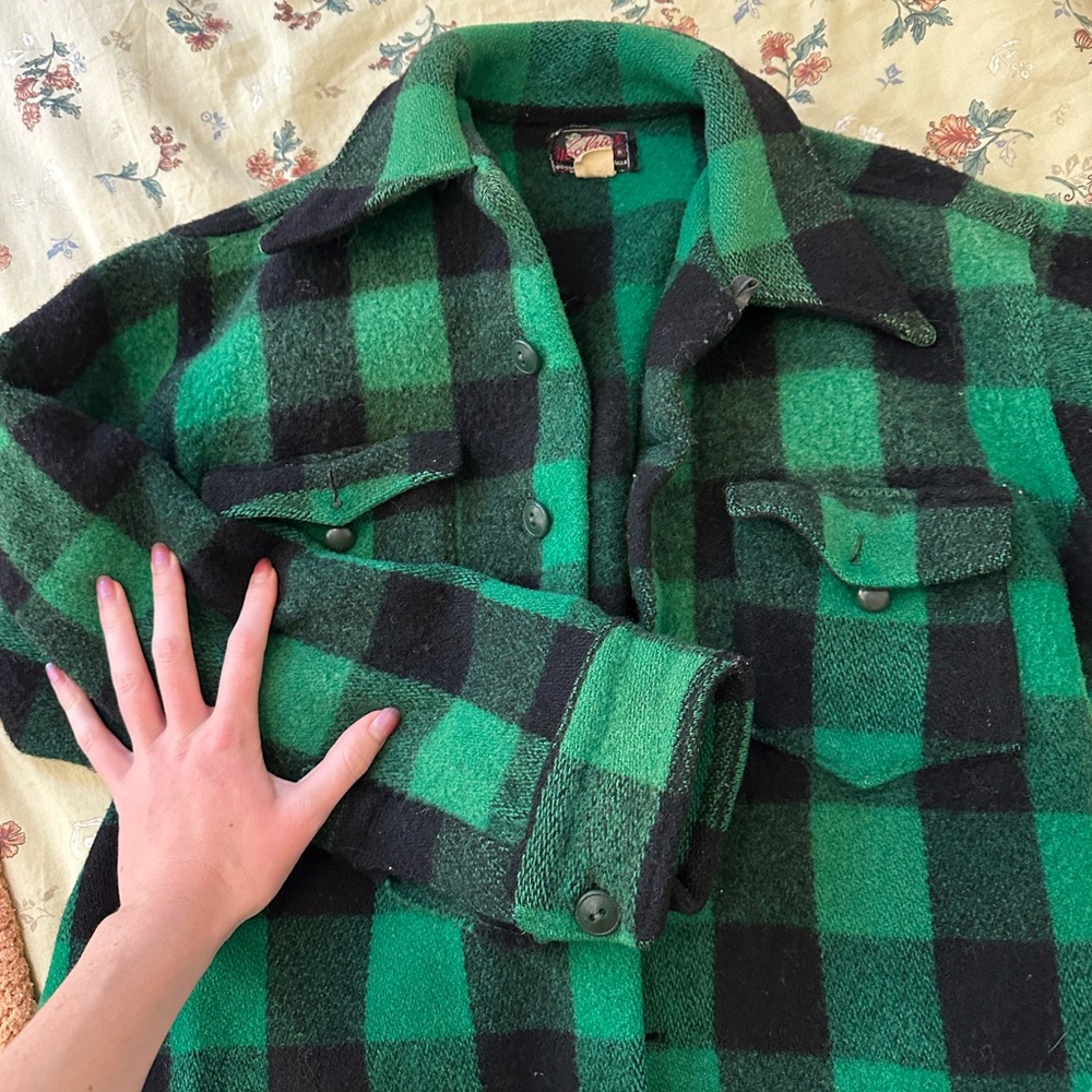 Vintage Woolrich Green and Black Plaid Jacket